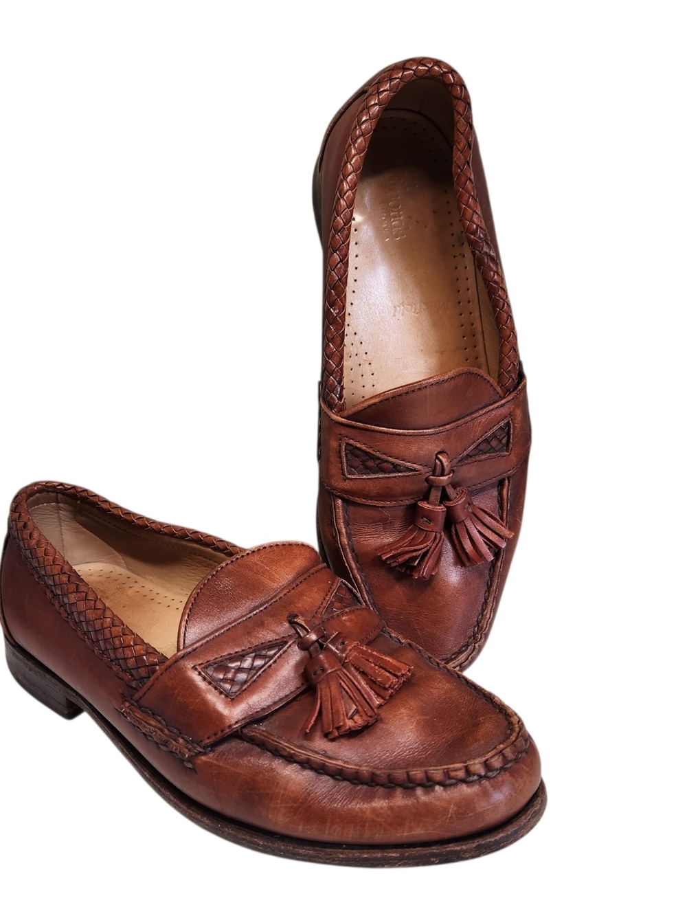 Allen Edmonds Maxfield Loafers Vintage Leather Woven Tassel Men's Size 7 1/2 D